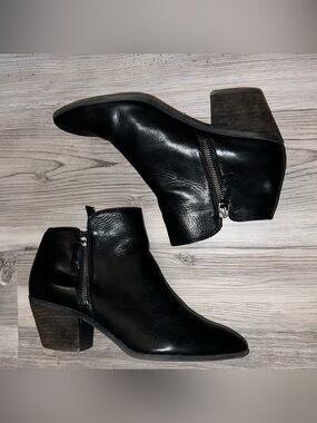 Women’s Frye Judith Black Leather Ankle Booties 9.5 Double-side Zip